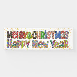 クリスマスと新年のバナー 横断幕