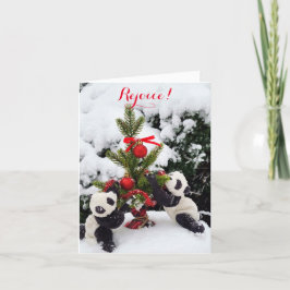 クリスマスと新年のパンダの遊びを喜べ シーズンカード