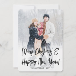 クリスマスと新年のブラッシュドブラックスクリプト2枚の写真 シーズンカード
