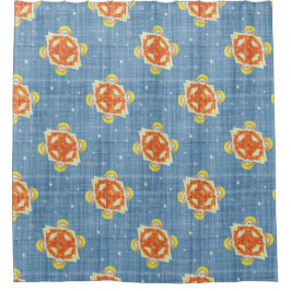 クリスマスと新年の休日の子供の青遊色 シャワーカーテン