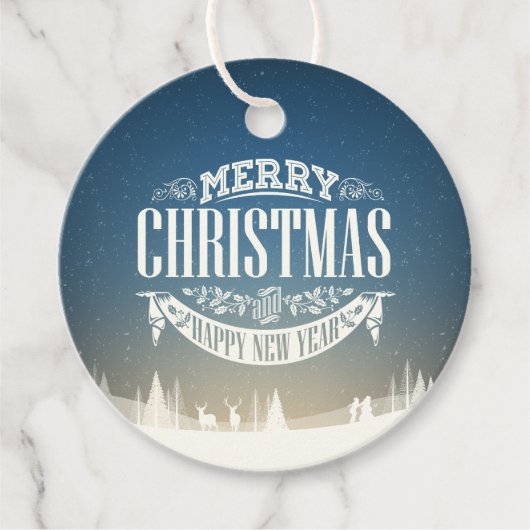 クリスマスと新年の喜びに満ちた雪景色 フェイバータグ (正面)