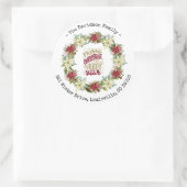 クリスマスと新年の幸せを祝うポインセチアのリース ラウンドシール (バッグ)