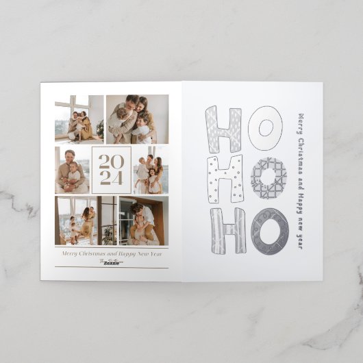 クリスマスと新年の折り畳み箔挨拶カード 箔グリーティングカード (外側レイダウン)