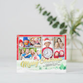 クリスマスと新年の挨拶6枚の写真コラージュ シーズンポストカード (スタンド正面)