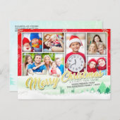 クリスマスと新年の挨拶6枚の写真コラージュ シーズンポストカード (正面/裏面)