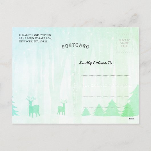 クリスマスと新年の挨拶6枚の写真コラージュ シーズンポストカード (裏面)