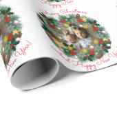 クリスマスと新年の挨拶、王冠の写真 ラッピングペーパー (ロールコーナー)