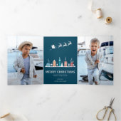 クリスマスと新年の町の喜び 三つ折りクリスマスカード (内部)