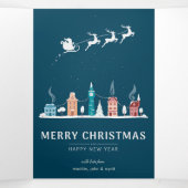 クリスマスと新年の町の喜び 三つ折りクリスマスカード (内部中)