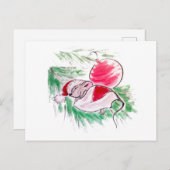 クリスマスと新年の眠る小さなネズミ ポストカード (正面/裏面)