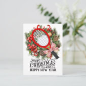 クリスマスと新年の選手のためのテニスラケット シーズンポストカード (スタンド正面)