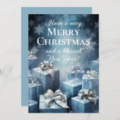 クリスマスと新年を楽し賛美んだ シーズンカード (正面/裏面)