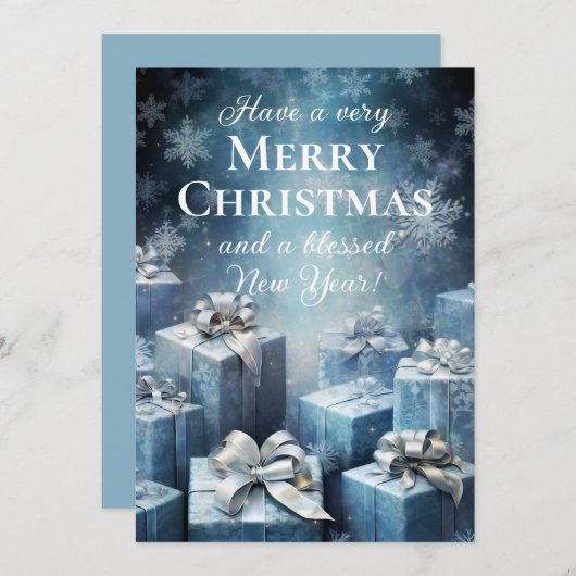 クリスマスと新年を楽し賛美んだ シーズンカード (正面/裏面)