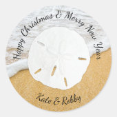 クリスマスと新年サンドドル封筒用シール ラウンドシール (正面)