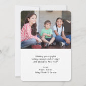 クリスマスと新年ブラシ付き白いスクリプト2写真 シーズンカード (裏面)