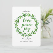 クリスマスと新年リース。愛、平和、喜び シーズンカード (スタンド正面)
