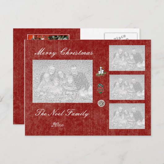 クリスマスと祝日の写真カード シーズンポストカード (正面/裏面)