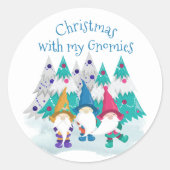 クリスマスと私のグノーミーおもしろいかわいい休日格言 ラウンドシール (正面)