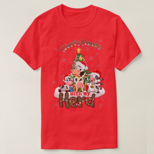 クリスマスと私の牛の牛の農家おもしろいLeo Tシャツ (デザイン正面)