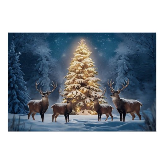 クリスマスと穏やかな冬白熱［赤熱］光を放つの風景 ポスター (正面)