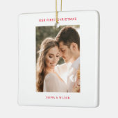 クリスマスと結婚おめでとう 写真入り セラミックオーナメント (左)