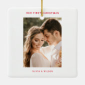 クリスマスと結婚おめでとう 写真入り セラミックオーナメント (裏面)