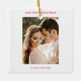 クリスマスと結婚おめでとう 写真入り セラミックオーナメント