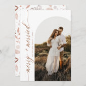 クリスマスと結婚のテラコッタ写真アーチ シーズンカード (正面/裏面)