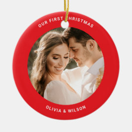 クリスマスと結婚記念の写真 セラミックオーナメント