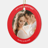 クリスマスと結婚記念の写真 セラミックオーナメント (左)