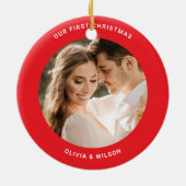 クリスマスと結婚記念の写真 セラミックオーナメント (裏面)