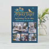 クリスマスと聖夜の家族の写真コラージュ鳥 招待状 (スタンド正面)