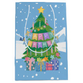 クリスマスと誕生日のプレゼントバッグ 12月25日 ミディアムペーパーバッグ (正面)