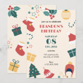 クリスマスと誕生日の贈り物 招待状 (正面/裏面)