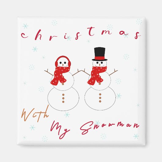 クリスマスと雪だるま |かわいいクリスマスマグネット マグネット (正面)