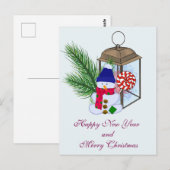 クリスマスと雪だるま ポストカード (正面/裏面)