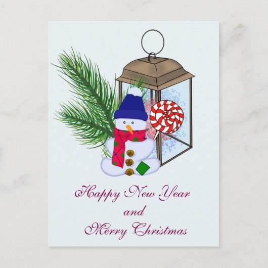 クリスマスと雪だるま ポストカード (正面)