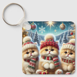 クリスマスと雪のフェスティバルの猫たち キーホルダー