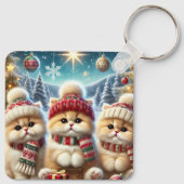 クリスマスと雪のフェスティバルの猫たち キーホルダー (裏面)