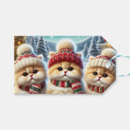 クリスマスと雪のフェスティバルの猫たち ギフトタグ