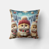 クリスマスと雪のフェスティバルの猫たち クッション (裏面)