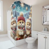 クリスマスと雪のフェスティバルの猫たち シャワーカーテン (インサイチュ)