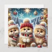 クリスマスと雪のフェスティバルの猫たち シーズンカード (正面/裏面)