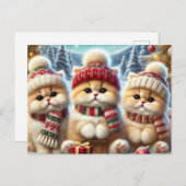 クリスマスと雪のフェスティバルの猫たち シーズンポストカード (正面/裏面)