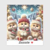 クリスマスと雪のフェスティバルの猫たち シール (シート)