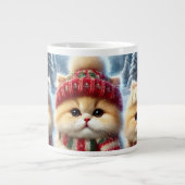 クリスマスと雪のフェスティバルの猫たち ジャンボコーヒーマグカップ (正面)