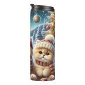 クリスマスと雪のフェスティバルの猫たち タンブラー (回転右)