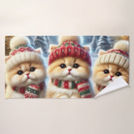 クリスマスと雪のフェスティバルの猫たち バスタオルセット