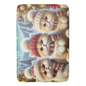 クリスマスと雪のフェスティバルの猫たち バスマット (正面縦)