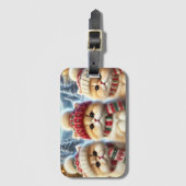 クリスマスと雪のフェスティバルの猫たち ラゲッジタグ (正面縦)